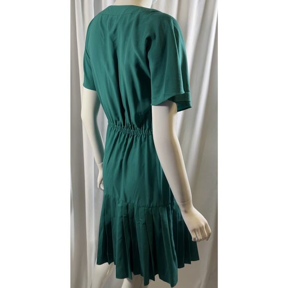New York & Co Pleated Short Sleeves Dress,Green, Sz: M, 64-40 - Picture 3 of 16